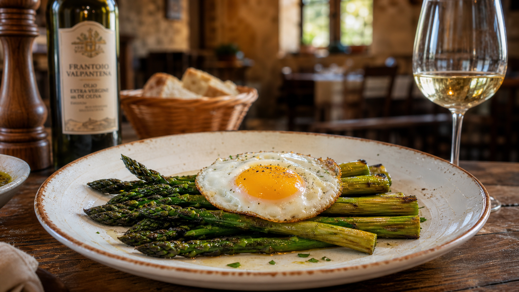 Asparagi ai ferri con uovo all'occhio