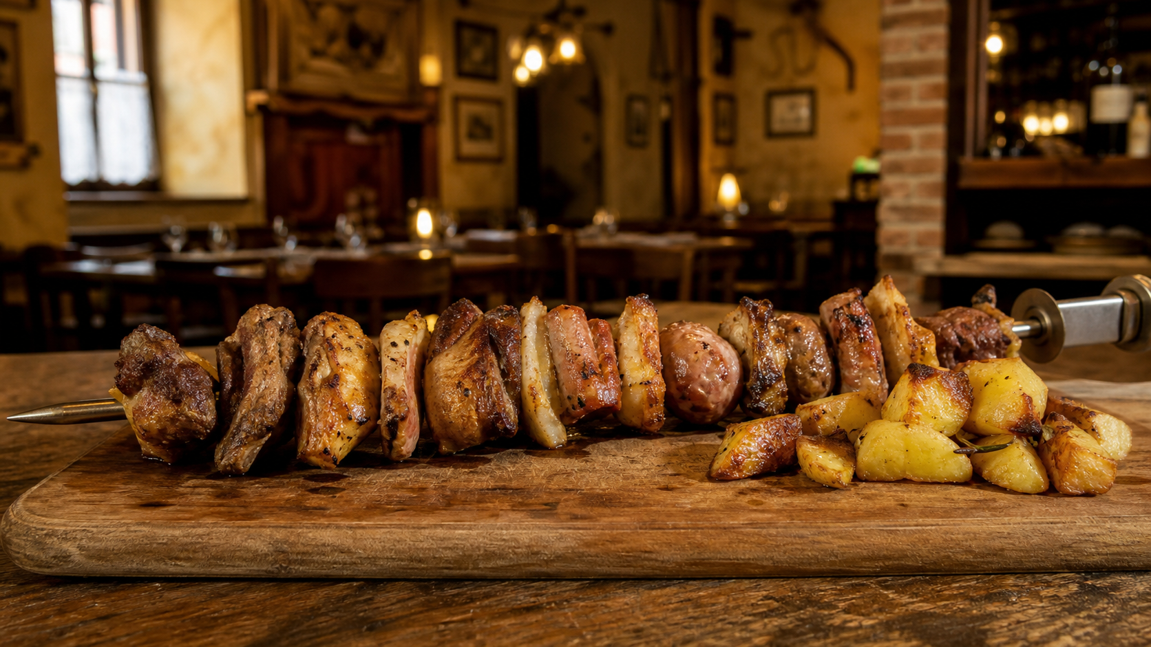 Spiedo con patate al forno